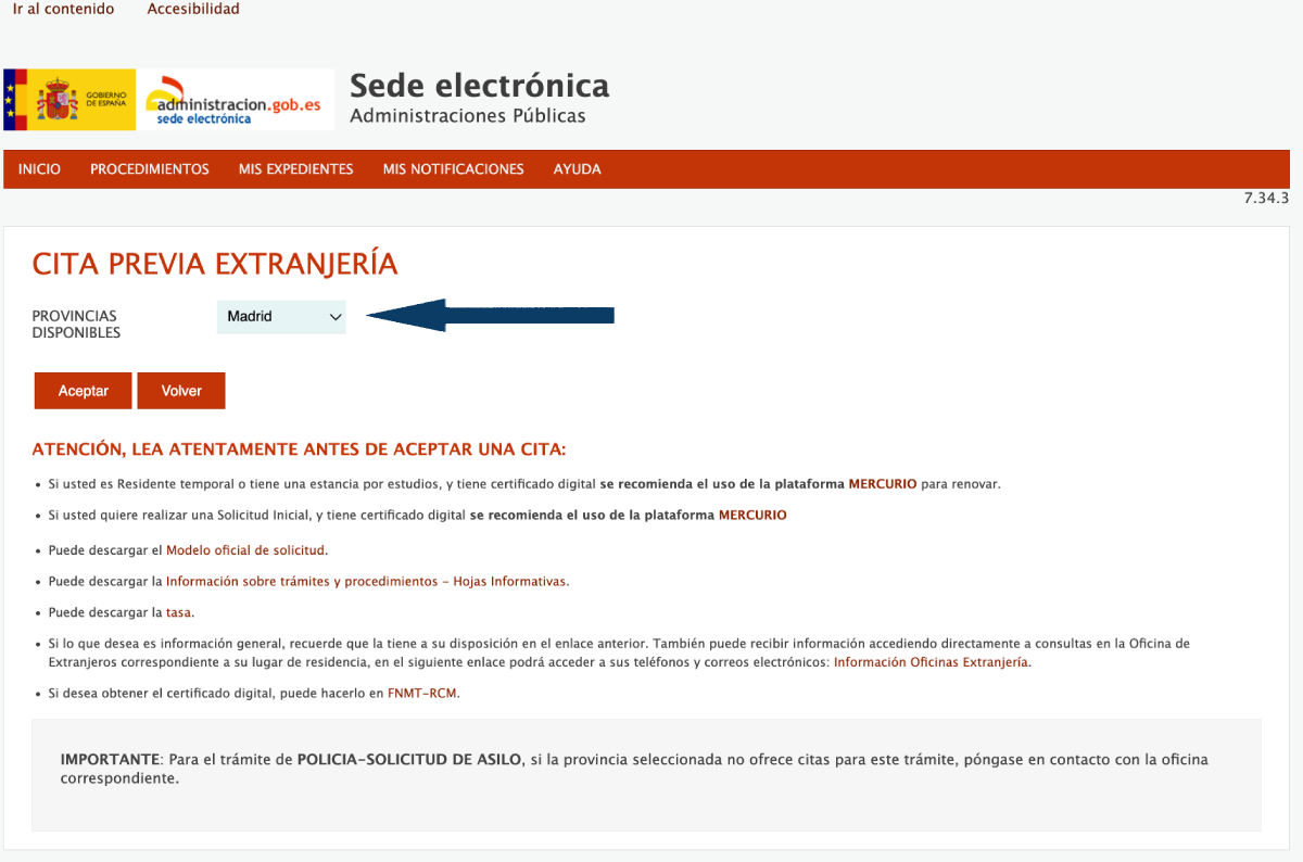Proceso cita extranjería